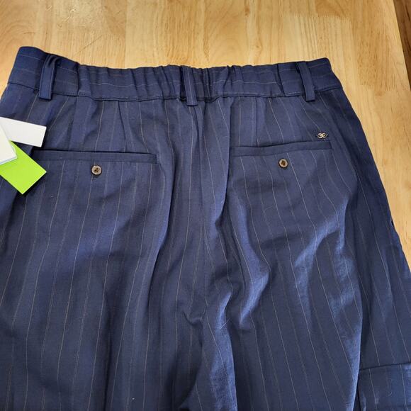 Sam Edelman Laila Pants Pinstripe Elastic Waist Pockets Viscos Nylon Size 16 - Picture 15 of 16